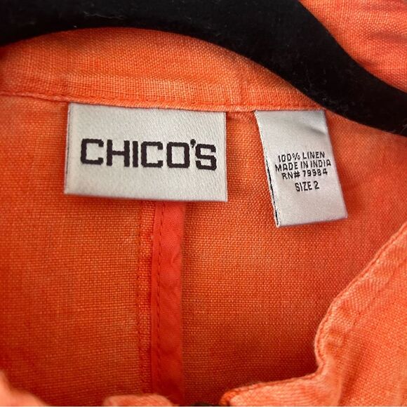 Chico’s Orange Linen Jacket Women's Size 12 - Picture 3 of 9